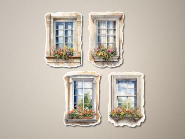 Preview: 4 Blumige Fensterrahmen Sticker Set Preview: 4 Blumige Fensterrahmen Sticker Set